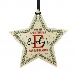 Personalised 1st Christmas As Nan And Grandad Wood Star