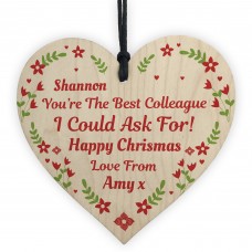 Christmas Personalised Gift For Colleague Wood Heart Gifts
