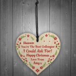 Christmas Personalised Gift For Colleague Wood Heart Gifts