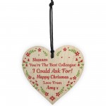 Christmas Personalised Gift For Colleague Wood Heart Gifts