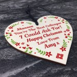 Christmas Personalised Gift For Colleague Wood Heart Gifts