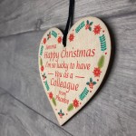 Personalised Christmas Gift Colleague Wood Heart Secret Santa