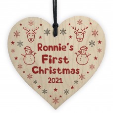 Cute Wooden Hanging Heart Christmas Tree Decoration Personalised