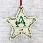 My First Christmas Bauble Personalised Wood Tree Decoration