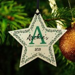 My First Christmas Bauble Personalised Wood Tree Decoration