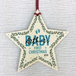 1st First Christmas Bauble Personalised Wood Tree Decoration