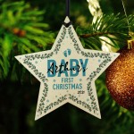 1st First Christmas Bauble Personalised Wood Tree Decoration