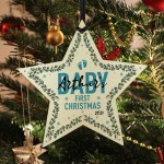 1st First Christmas Bauble Personalised Wood Tree Decoration