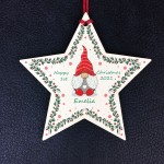 Babys 1st Christmas Bauble Wood Star Personalised New Baby Gift