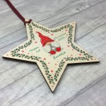 Babys 1st Christmas Bauble Wood Star Personalised New Baby Gift