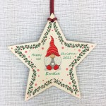 Babys 1st Christmas Bauble Wood Star Personalised New Baby Gift