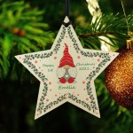 Babys 1st Christmas Bauble Wood Star Personalised New Baby Gift