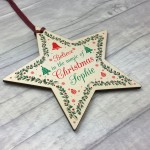 Personalised Christmas Tree Decoration Wood Bauble Daughter Son