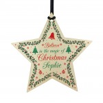 Personalised Christmas Tree Decoration Wood Bauble Daughter Son
