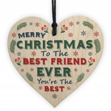 Christmas Gift For Best Friend Hanging Wood Heart Bauble Gift