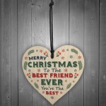 Christmas Gift For Best Friend Hanging Wood Heart Bauble Gift