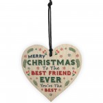 Christmas Gift For Best Friend Hanging Wood Heart Bauble Gift