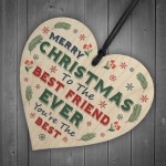 Christmas Gift For Best Friend Hanging Wood Heart Bauble Gift