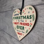 Christmas Gift For Best Friend Hanging Wood Heart Bauble Gift
