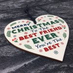 Christmas Gift For Best Friend Hanging Wood Heart Bauble Gift