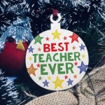 Colourful Wooden Hanging Christmas Tree Bauble Teacher Christmas