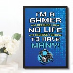 Framed Gaming Sign For Boys Bedroom Man Cave Gamer Gifts