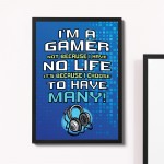 Framed Gaming Sign For Boys Bedroom Man Cave Gamer Gifts