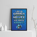 Framed Gaming Sign For Boys Bedroom Man Cave Gamer Gifts