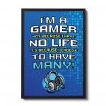 Framed Gaming Sign For Boys Bedroom Man Cave Gamer Gifts