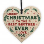 Christmas Gift For Brother Hanging Wood Heart Bauble