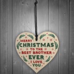 Christmas Gift For Brother Hanging Wood Heart Bauble