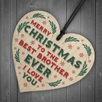 Christmas Gift For Brother Hanging Wood Heart Bauble