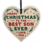 Christmas Gift For Son Hanging Wood Heart Bauble Gift For Him