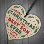 Christmas Gift For Son Hanging Wood Heart Bauble Gift For Him