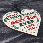 Christmas Gift For Son Hanging Wood Heart Bauble Gift For Him