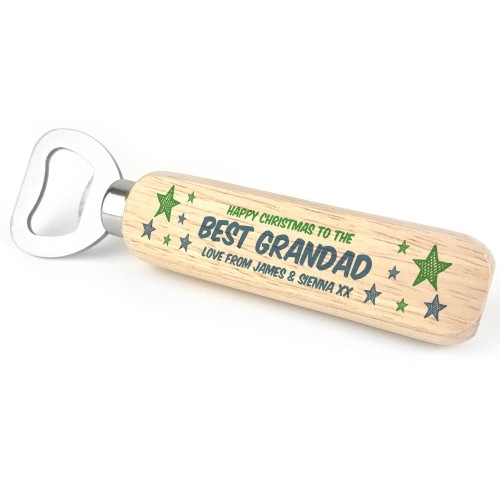 Personalised Wooden Bottle Opener Christmas Gift For Grandad