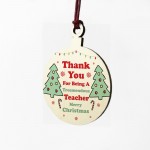 Funny Christmas Gift For Teacher Hanging Wood Tree Decoration