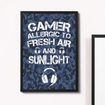 FUNNY Gaming Print Framed Camo Boys Bedroom Sign Gamer Gift