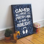 FUNNY Gaming Print Framed Camo Boys Bedroom Sign Gamer Gift