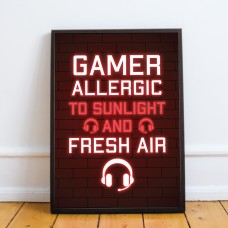 Gamer Framed Print Poster Games Room Christmas Birthday Gift