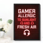 Gamer Framed Print Poster Games Room Christmas Birthday Gift