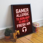 Gamer Framed Print Poster Games Room Christmas Birthday Gift
