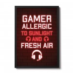 Gamer Framed Print Poster Games Room Christmas Birthday Gift