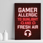 FUNNY Gaming Print Neon Boys Bedroom Man Cave Sign Gamer Gift