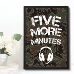 Five More Minutes Framed Gamer Print Boys Bedroom Decor Gaming