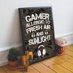 Framed Gamer Post Print For Games Room Novelty Boys Bedroom