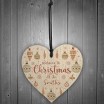 Personalised Hanging Christmas Decoration Heart Welcome Xmas