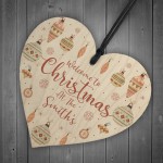 Personalised Hanging Christmas Decoration Heart Welcome Xmas