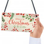 Hanging Welcome Christmas Sign ANY SURNAME Personalised