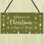 Welcome Christmas Sign Personalised Hanging Christmas Decoration